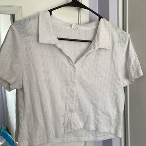 White polo crop top